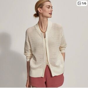 Varley Ward Ivory Knit Zip Bomber XS